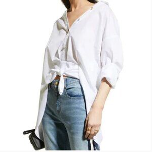 Hellessy Tollin Knot-Hem High-Low White button up Shirt